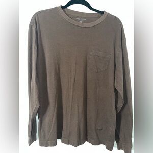 Daniel Cremieux Crewneck Shirt Men's Medium Solid Brown 100% Cotton Long Sleeves